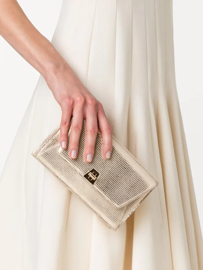 Anouk Envelope Bag With Shiny Lizard Finish Stucco Met Women Akris Shoulder Bags