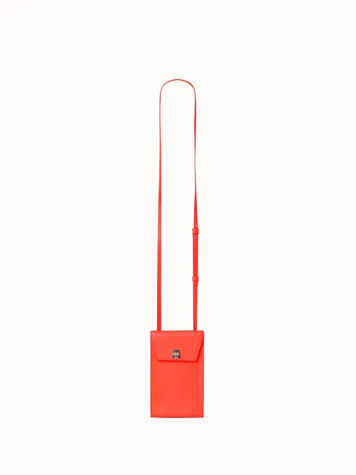 Anouk Phone Pouch In Cervocalf Leather Tangerine Women Akris Mini Bags