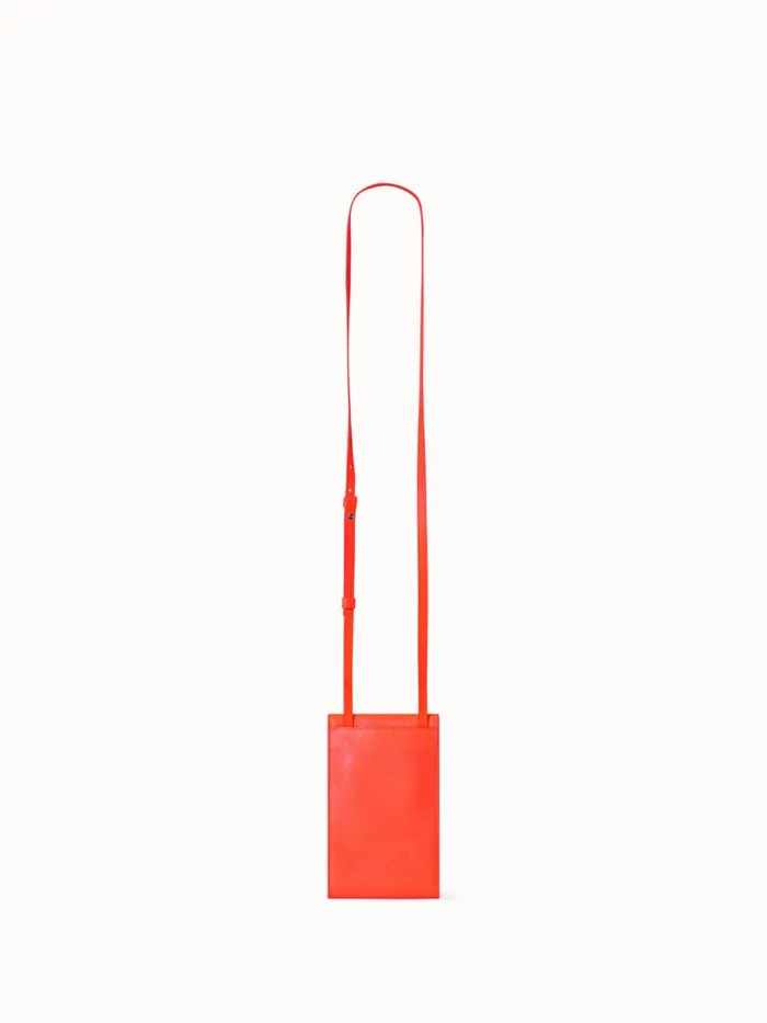 Anouk Phone Pouch In Cervocalf Leather Tangerine Women Akris Mini Bags