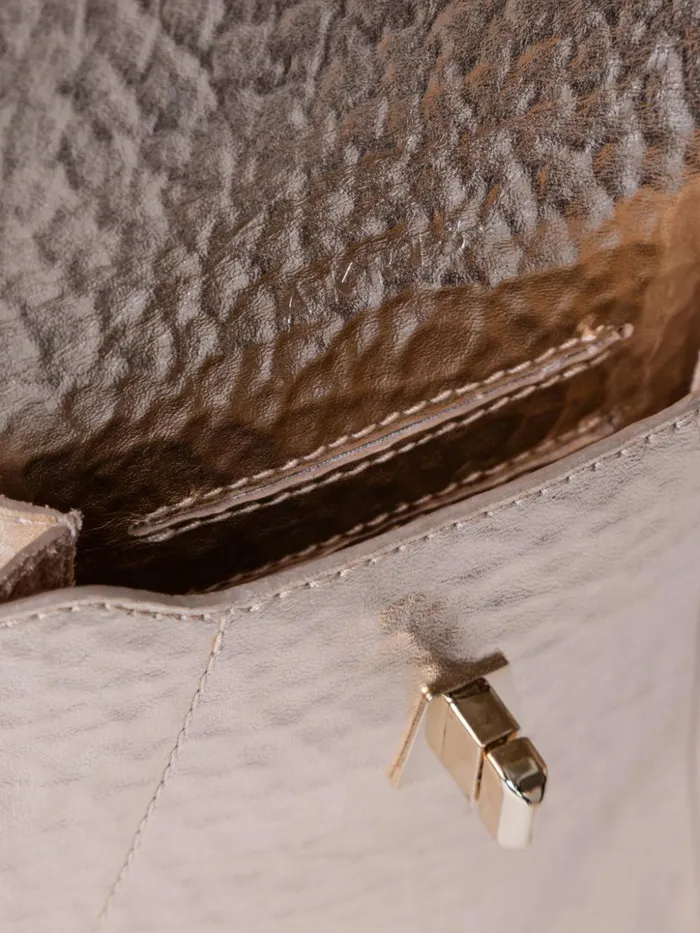 Anouk Phone Pouch In Hammered Leather Stucco Met Women Akris Phone Pouch