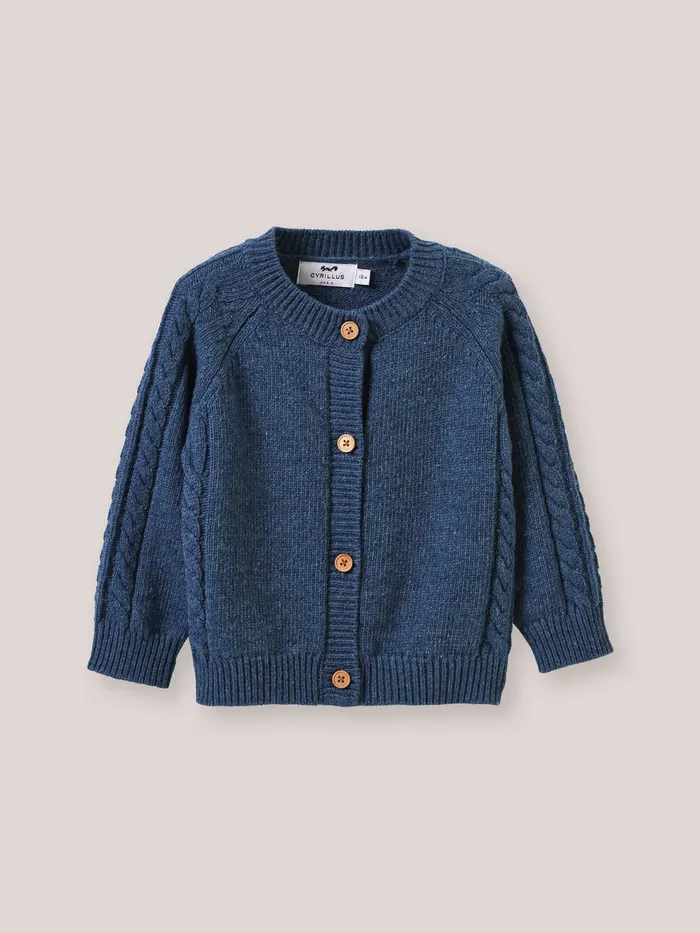 Baby Cyrillus Baby Girl Cable Knit Cardigan Nuit