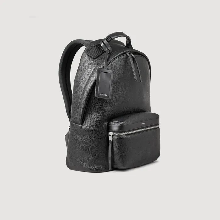 Backpacks Men SANDRO Coated Canvas Backpack Black