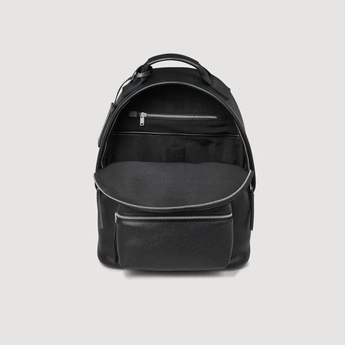 Backpacks Men SANDRO Coated Canvas Backpack Black