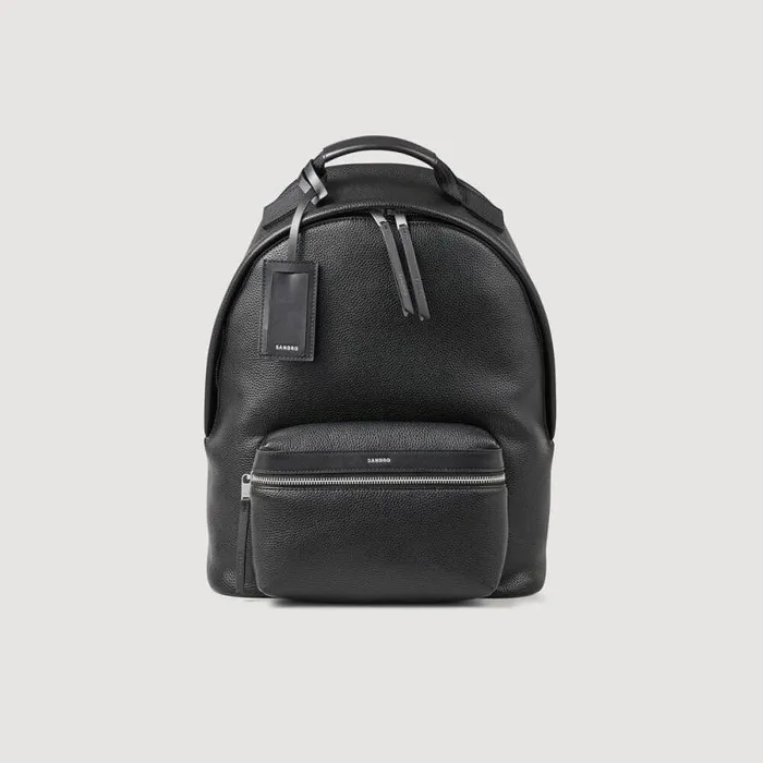 Backpacks Men SANDRO Coated Canvas Backpack Black