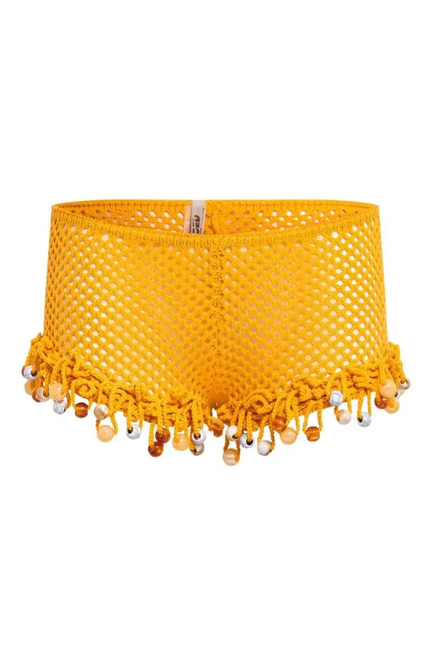Beach Cover Ups Women Jaded London Canary Knit Shorts With Beaded Trim