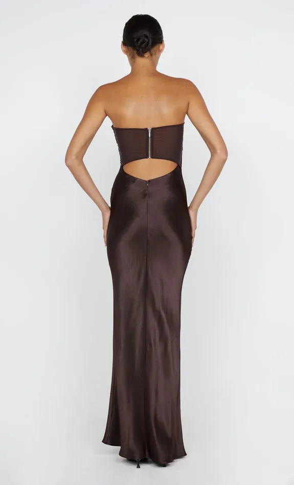 Bec Bridge Dresses HALLE STRAPLESS DRESS Chocolate 8211 Women