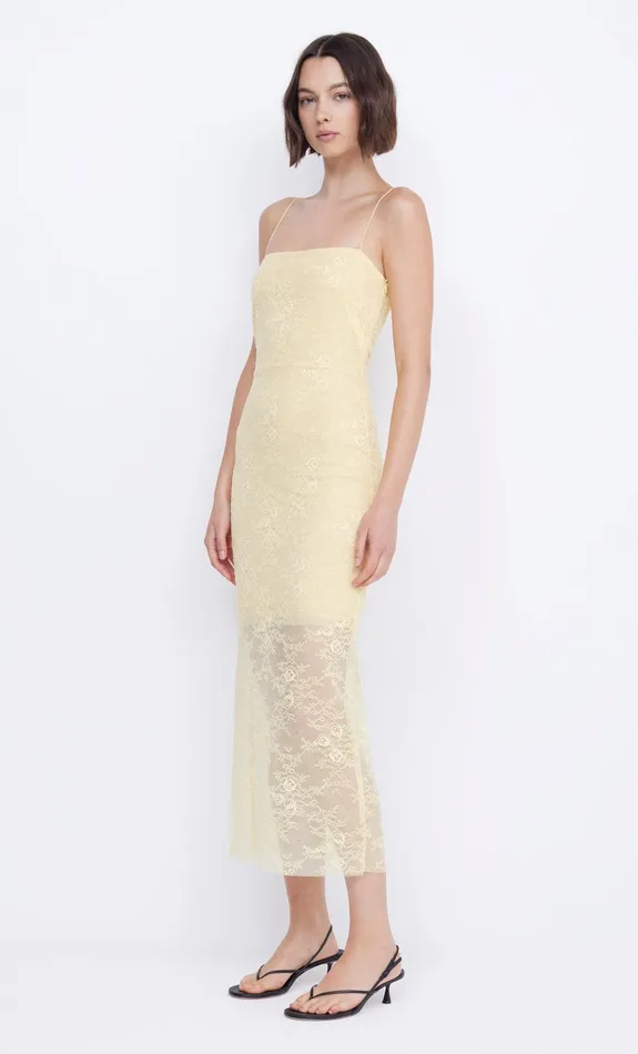 Bec Bridge Dresses JULIETTE COLUMN MIDI DRESS Butter Yellow 8211 Women