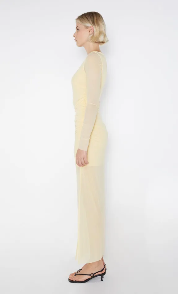 Bec Bridge Event Wear Dresses FAE ASYM LONG SLEEVE DRESS Butter Yellow 8211 Women