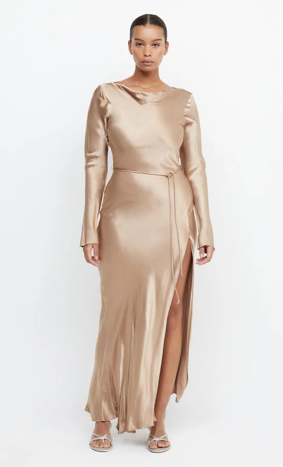 Bec Bridge Event Wear Dresses MOON DANCE LONG SLEEVE MAXI DRESS Golden 8211 Women