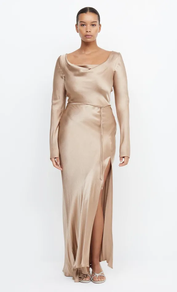 Bec Bridge Event Wear Dresses MOON DANCE LONG SLEEVE MAXI DRESS Golden 8211 Women