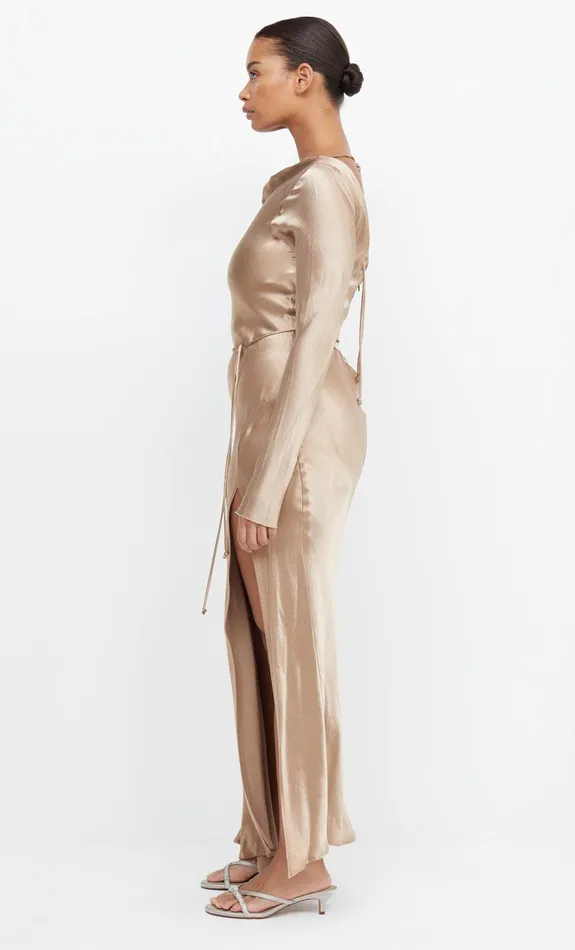 Bec Bridge Event Wear Dresses MOON DANCE LONG SLEEVE MAXI DRESS Golden 8211 Women