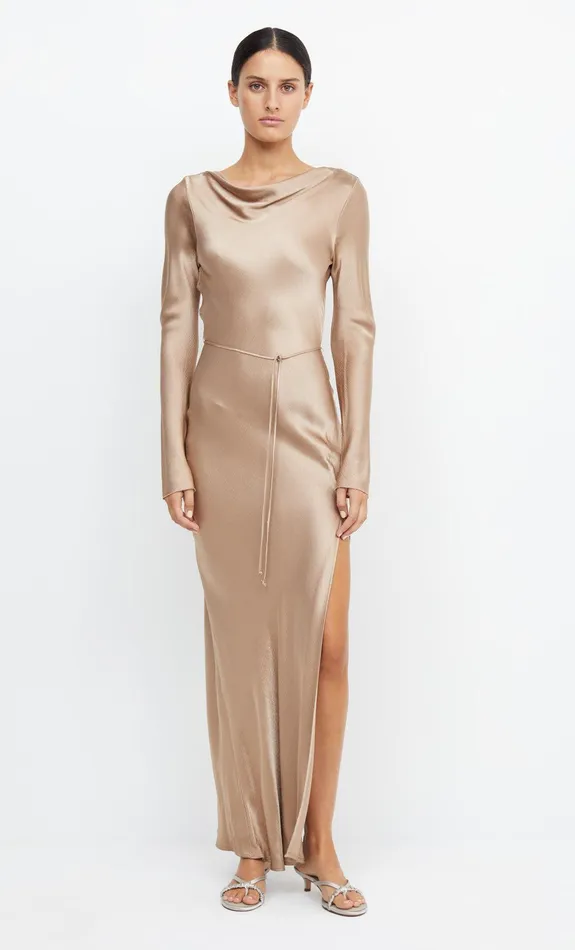 Bec Bridge Event Wear Dresses MOON DANCE LONG SLEEVE MAXI DRESS Golden 8211 Women