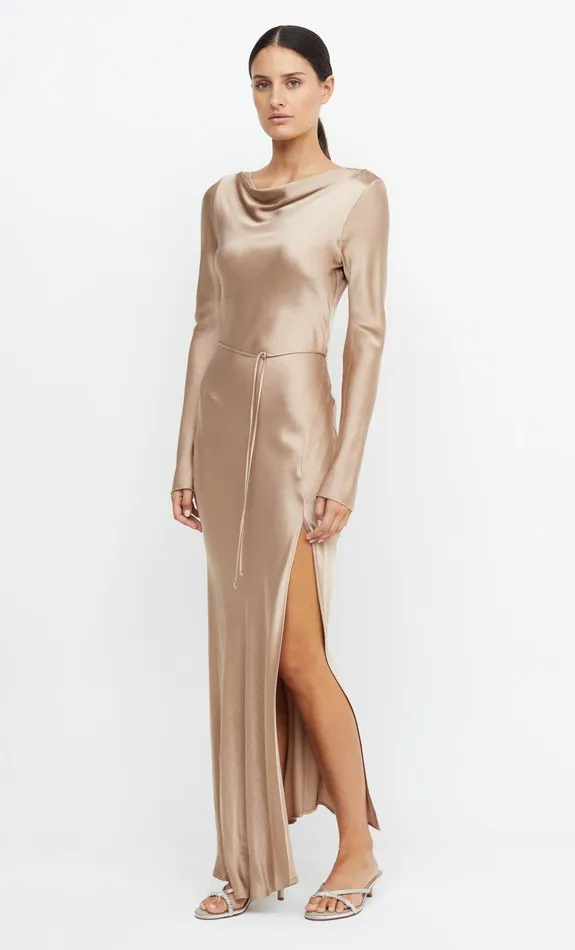 Bec Bridge Event Wear Dresses MOON DANCE LONG SLEEVE MAXI DRESS Golden 8211 Women