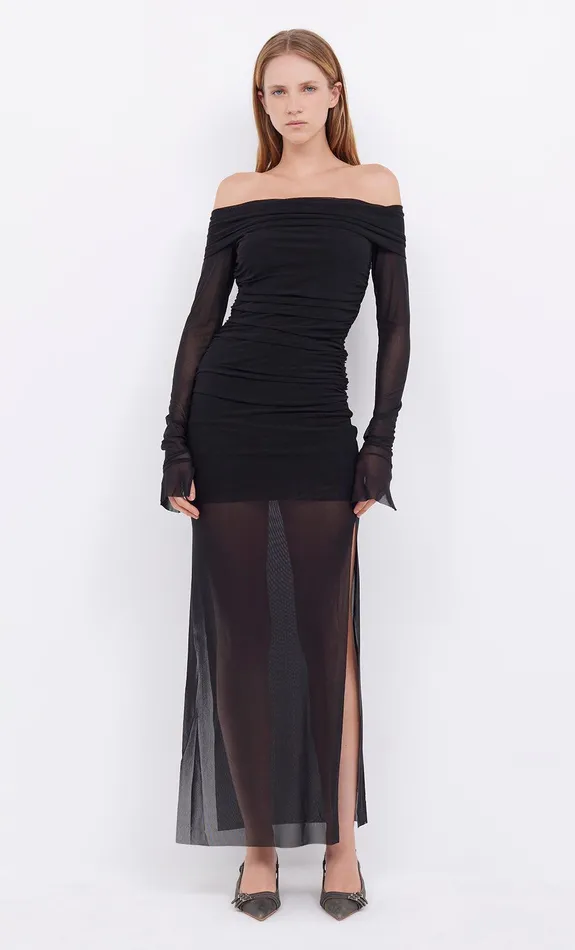 Bec Bridge Event Wear Dresses SASHAY LONG SLEEVE GATHERED DRESS Black 8211 Women