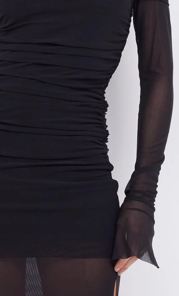 Bec Bridge Event Wear Dresses SASHAY LONG SLEEVE GATHERED DRESS Black 8211 Women