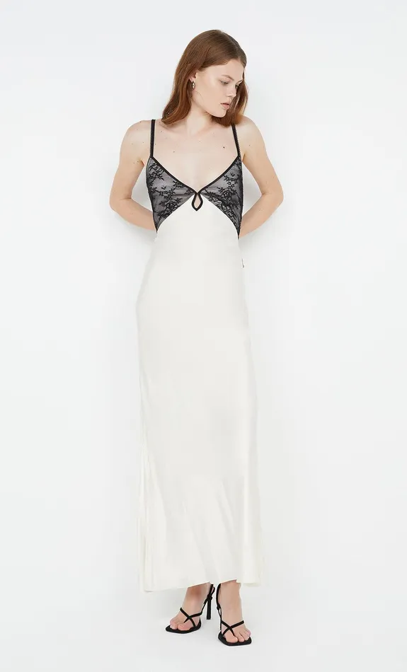 Bec Bridge Event Wear Dresses TEREZA KEYHOLE DRESS Ivoryblack 8211 Women
