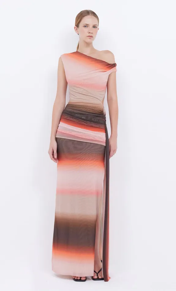 Bec Bridge Maxi Dresses LOUNA ASYM DRESS Chocpink Ombre 8211 Women