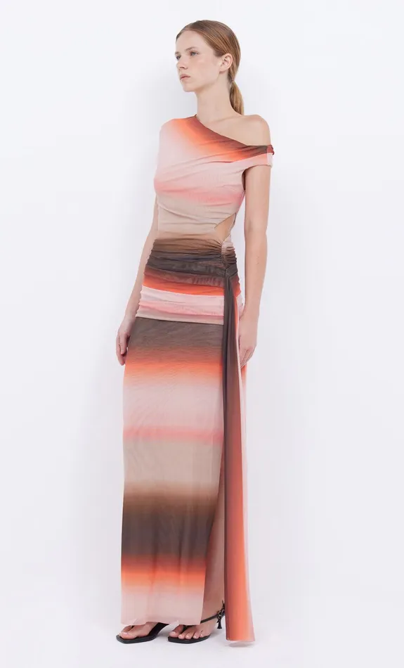 Bec Bridge Maxi Dresses LOUNA ASYM DRESS Chocpink Ombre 8211 Women