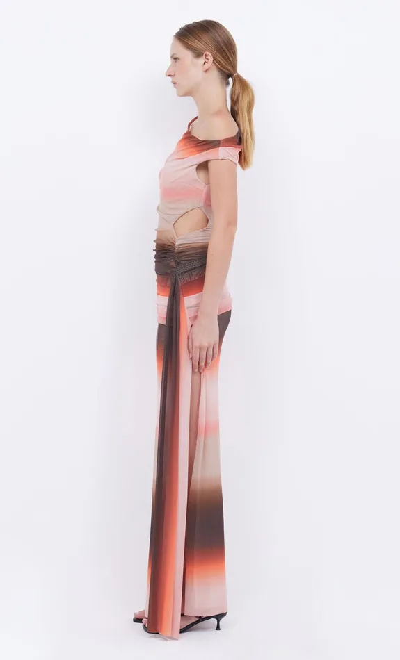 Bec Bridge Maxi Dresses LOUNA ASYM DRESS Chocpink Ombre 8211 Women