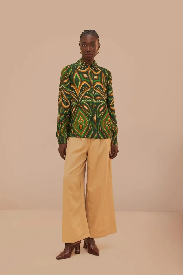 Beige Topstitch Low Waist Pants Women Farm Rio Pants