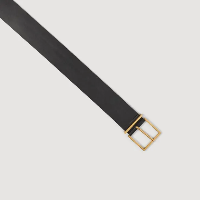 Belts Women SANDRO Wide Leather Belt Black