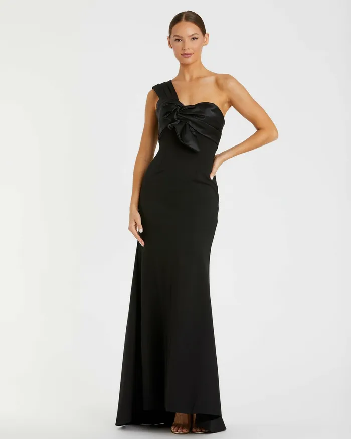 Best Sellers Women Mac Duggal One Shoulder Draped Trumpet Gown Black