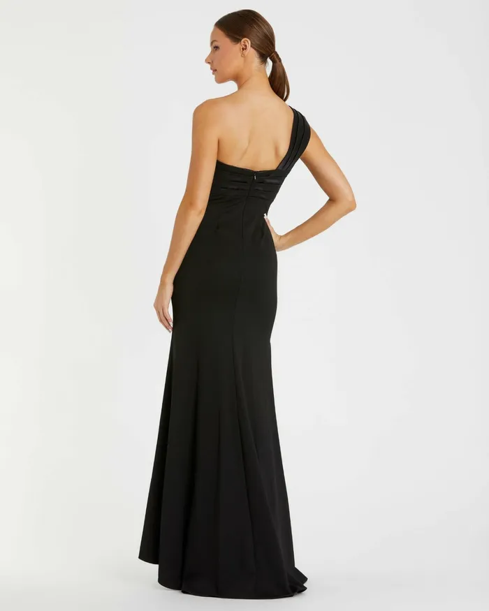 Best Sellers Women Mac Duggal One Shoulder Draped Trumpet Gown Black