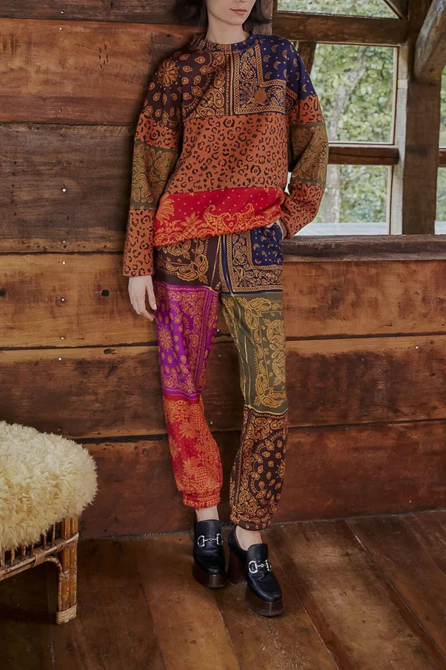 Black Bandana Dream Scarf Sweatpants Women Farm Rio Pants