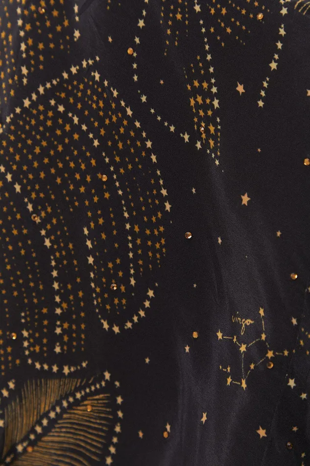 Black Golden Foliage Mini Dress Women Farm Rio Mini Dresses