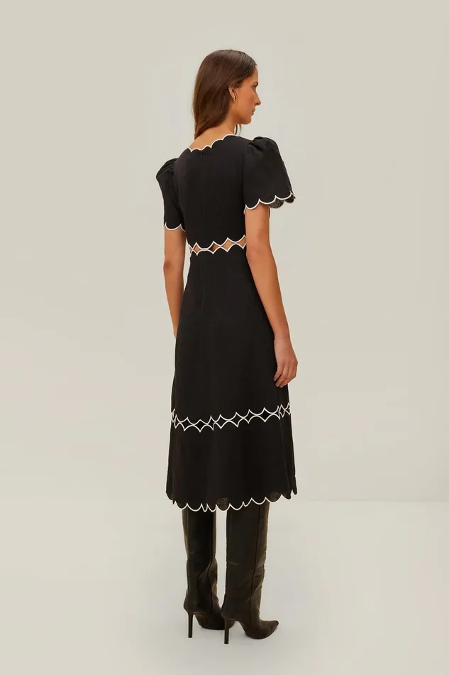 Black Short Sleeve Lenzing Ecovero Euroflax Maxi Dress Women Farm Rio Maxi Dresses