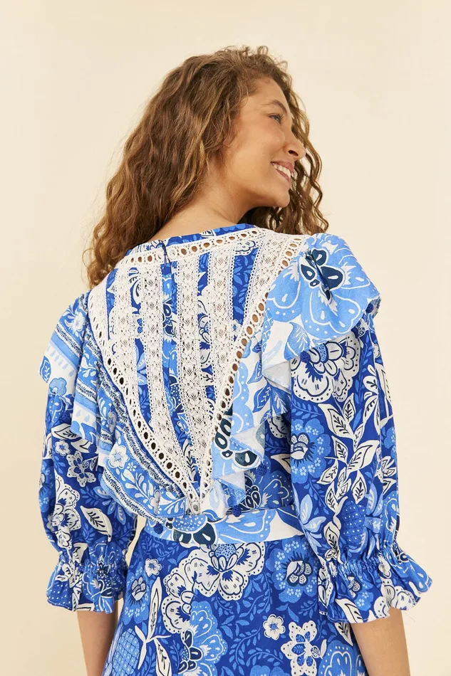 Blue Full Of Flowers Jumpsuit Women Farm Rio Jumpsuits