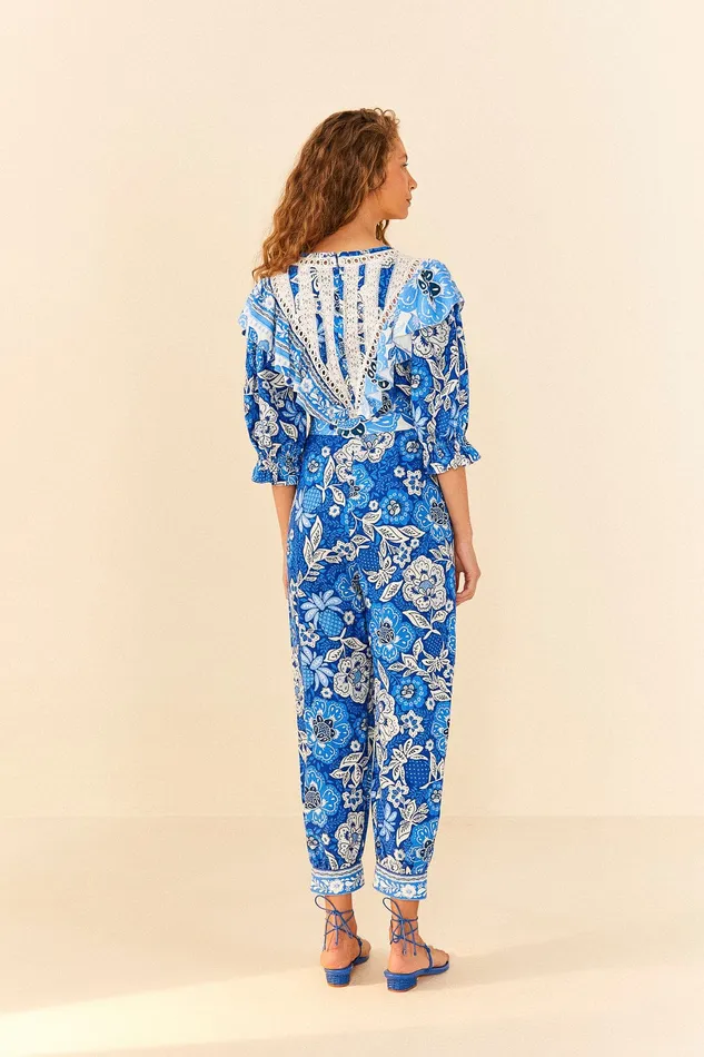 Blue Full Of Flowers Jumpsuit Women Farm Rio Jumpsuits