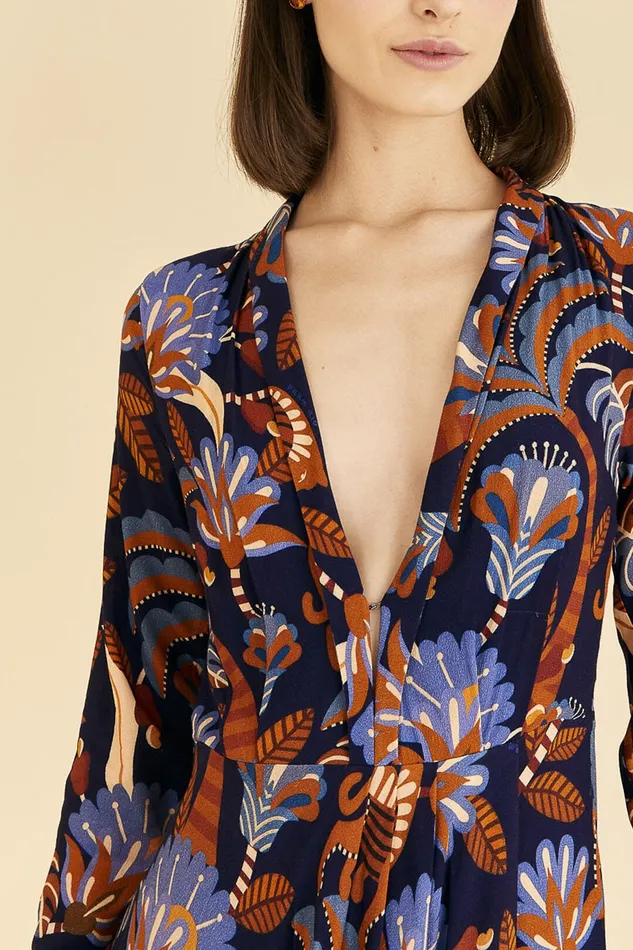 Blue Nature Beauty Long Sleeve Maxi Dress Women Farm Rio Maxi Dresses