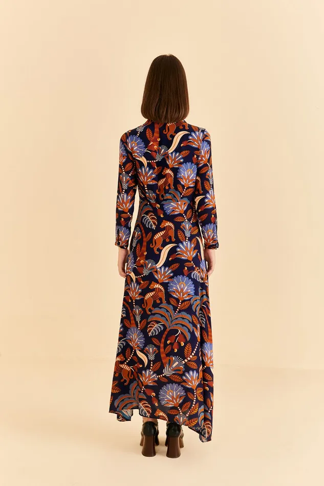 Blue Nature Beauty Long Sleeve Maxi Dress Women Farm Rio Maxi Dresses