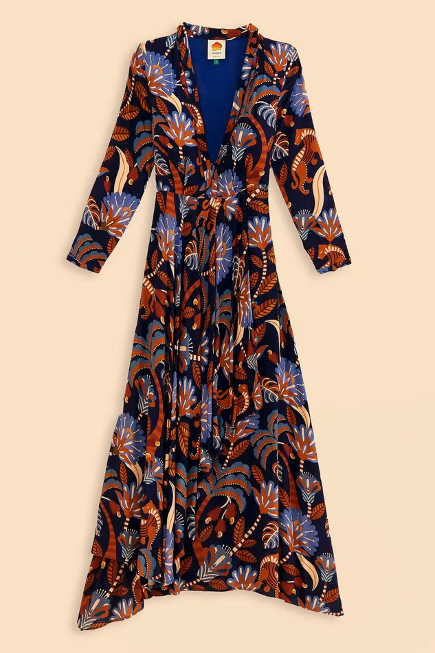 Blue Nature Beauty Long Sleeve Maxi Dress Women Farm Rio Maxi Dresses