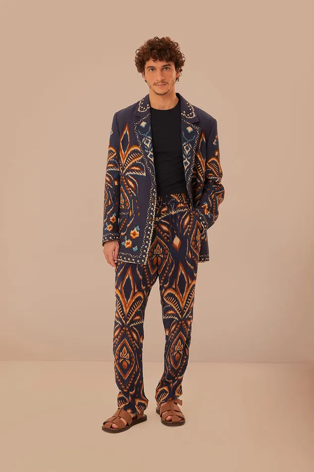 Blue Pineapple Ikat Pants Women Farm Rio Pants