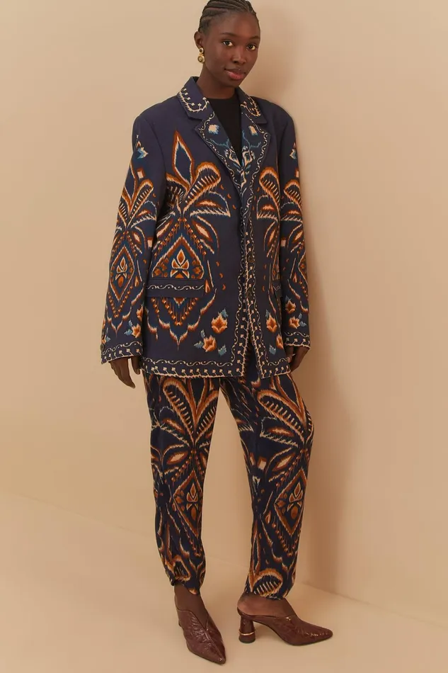 Blue Pineapple Ikat Pants Women Farm Rio Pants