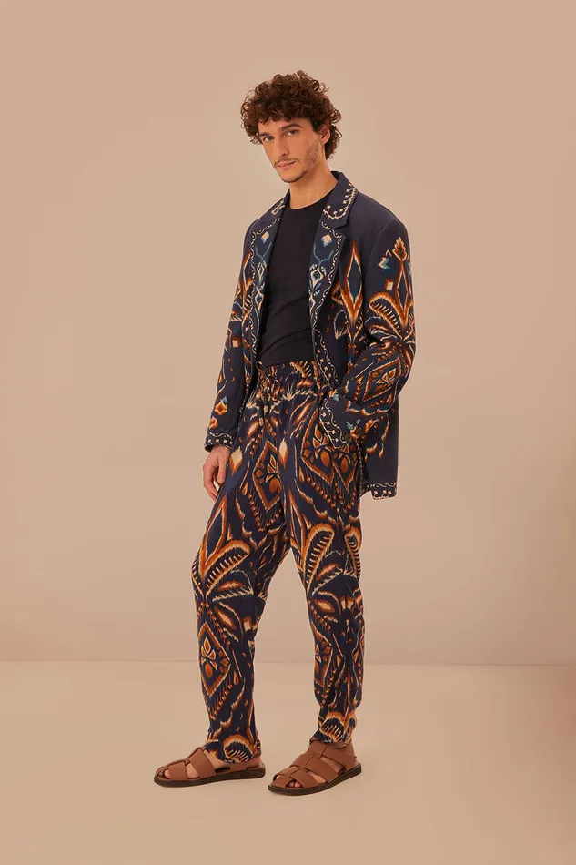 Blue Pineapple Ikat Pants Women Farm Rio Pants