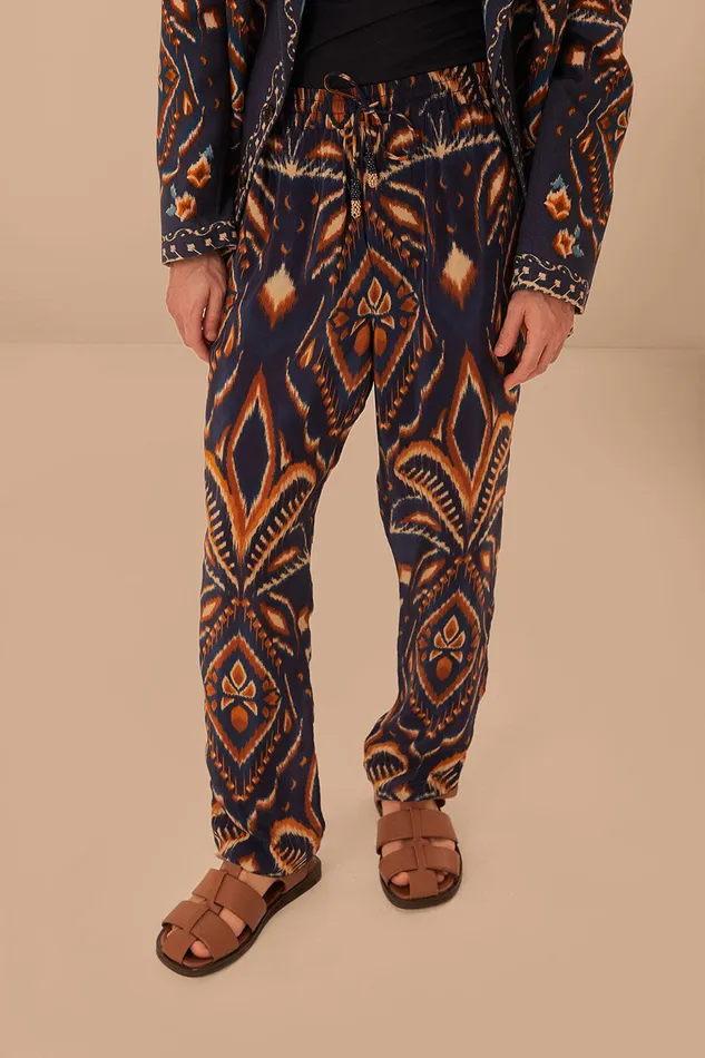 Blue Pineapple Ikat Pants Women Farm Rio Pants