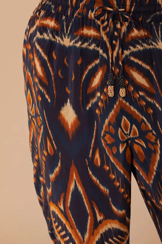 Blue Pineapple Ikat Pants Women Farm Rio Pants