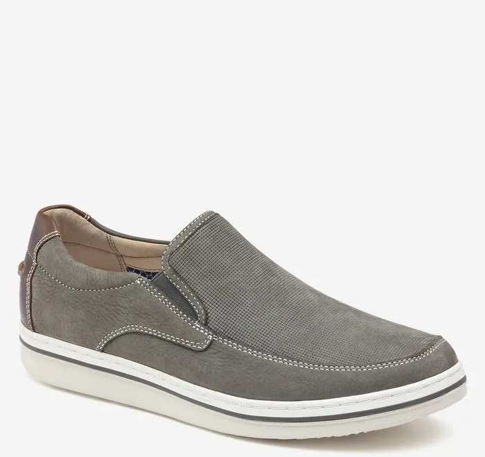 Bowling Moc Venetian Gray Embossed Tumbled Nubuck SlipOns and Loafers Johnston and Murphy Men