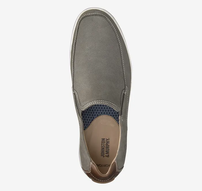 Bowling Moc Venetian Gray Embossed Tumbled Nubuck SlipOns and Loafers Johnston and Murphy Men