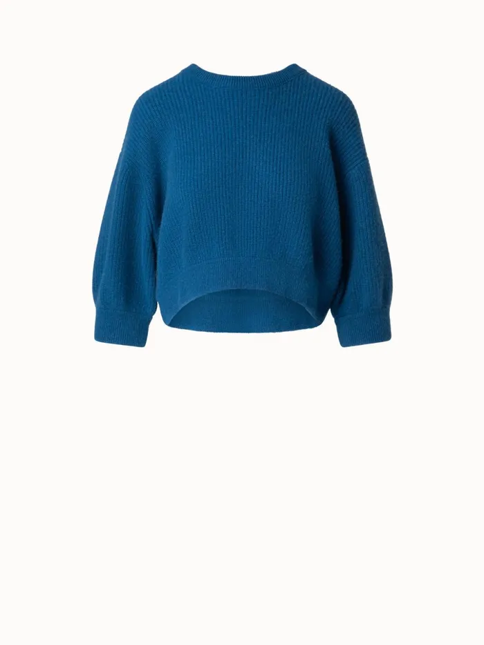 Boxy Cashmere Knit Sweater Medium Denim Women Akris Knitwear