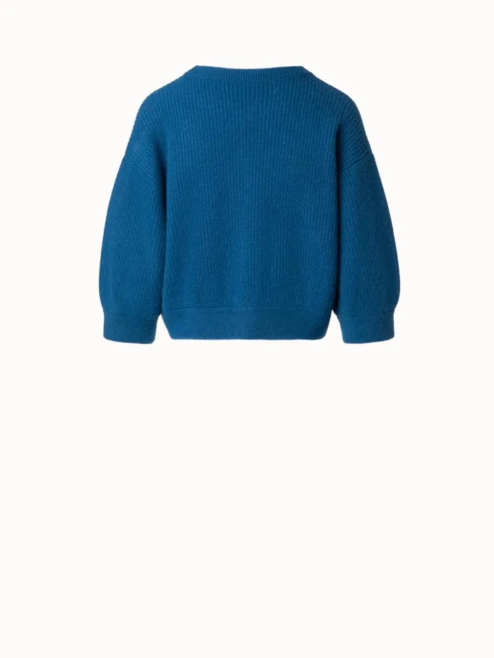 Boxy Cashmere Knit Sweater Medium Denim Women Akris Knitwear