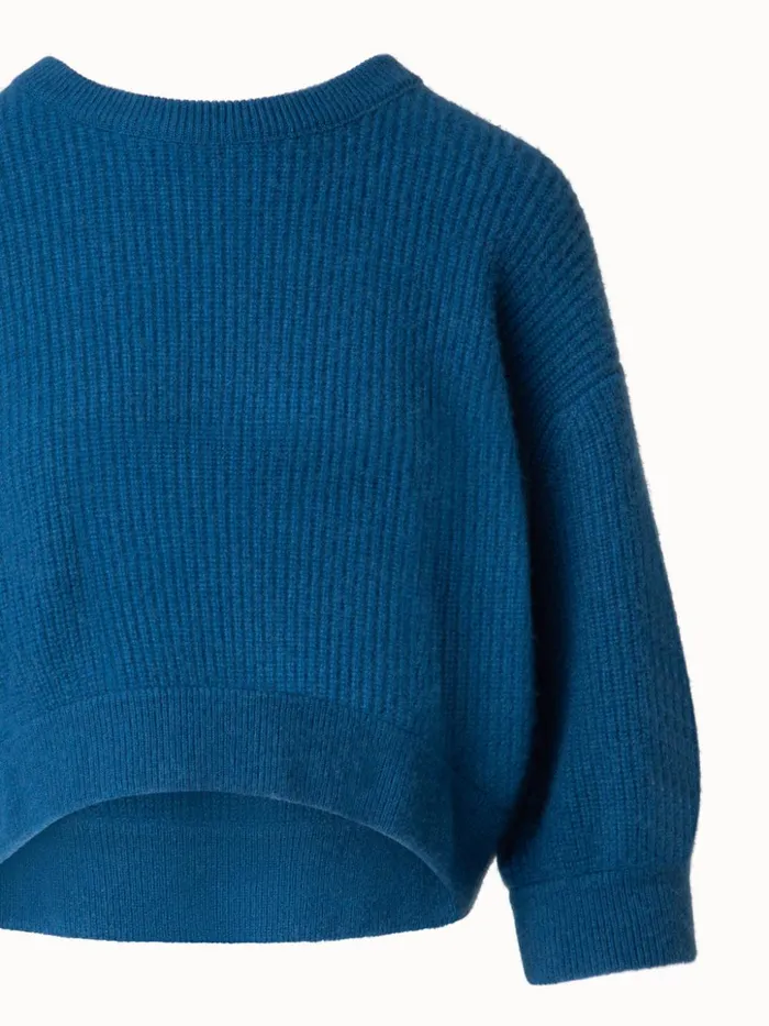 Boxy Cashmere Knit Sweater Medium Denim Women Akris Knitwear