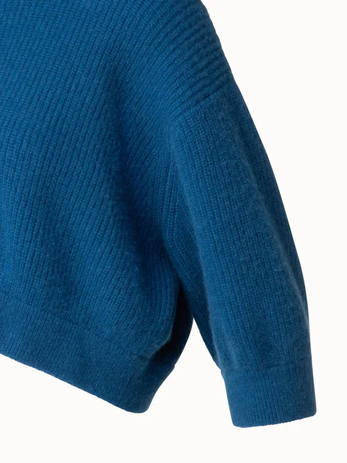 Boxy Cashmere Knit Sweater Medium Denim Women Akris Knitwear