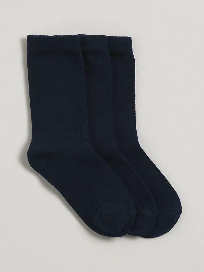 Boys Cyrillus Accessories Pack Of 3 Pairs Of Plain Socks 6399 Bleu Fonce Uni