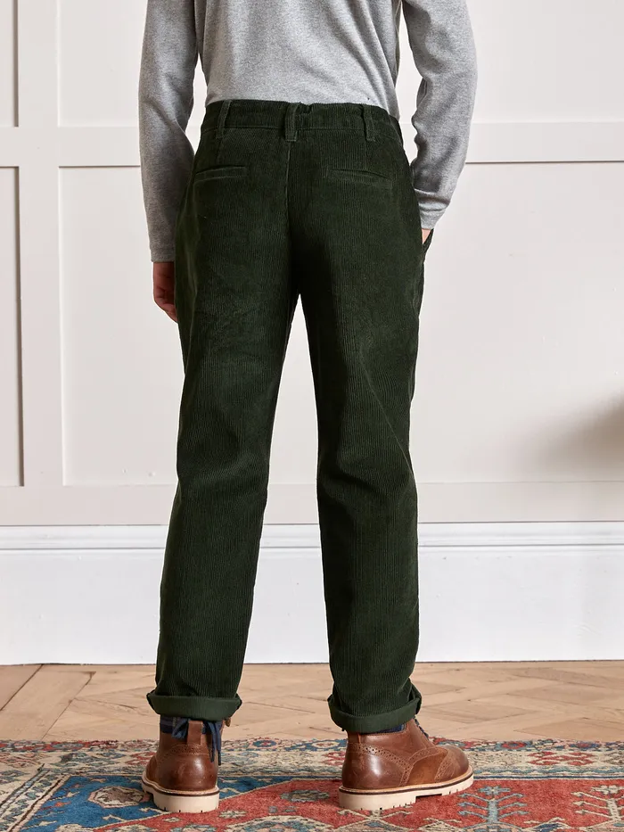 Boys Cyrillus Clothing Corduroy Chino Trousers Vert Chasse
