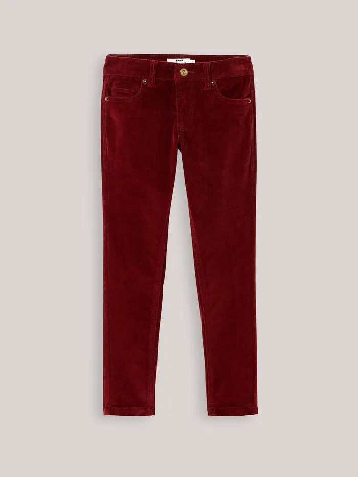 Boys Cyrillus Clothing SlimFit Corduroy Trousers Bordeaux