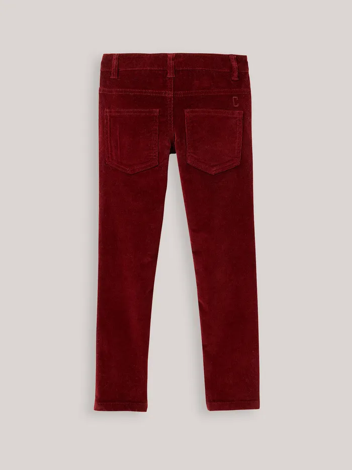 Boys Cyrillus Clothing SlimFit Corduroy Trousers Bordeaux